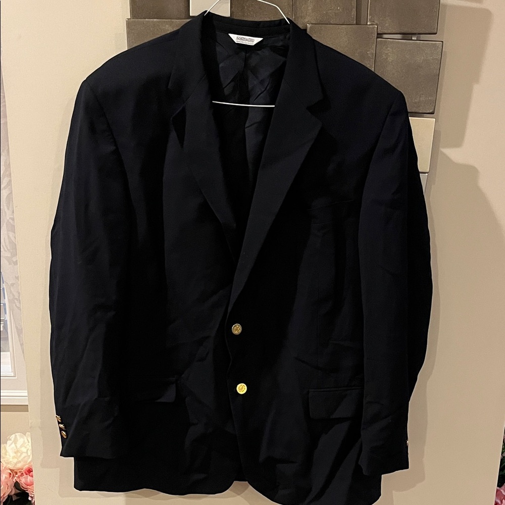 Joseph Feiss Dark Blue Blazer With Gold Accents Joseph Feiss Dark Blue Blazer With Gold Accents